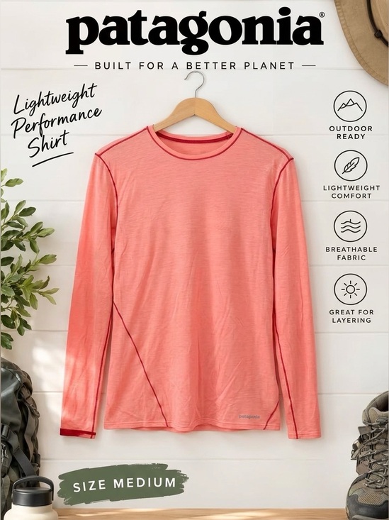 Patagonia Tops - Patagonia Women’s Coral Pink Long Sleeve Lightweight Performance Shirt Medium